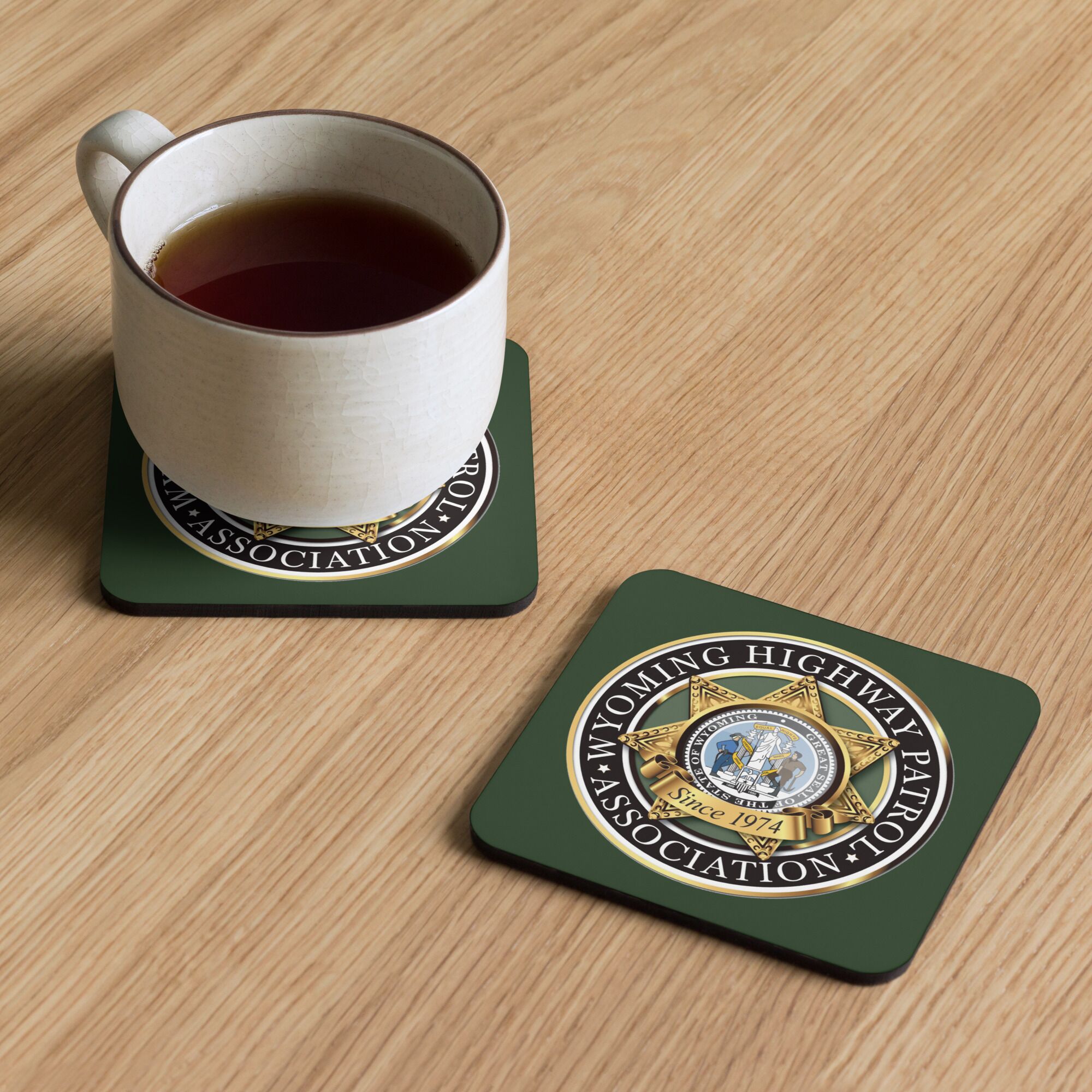 Cork-back coaster WHPA Logo